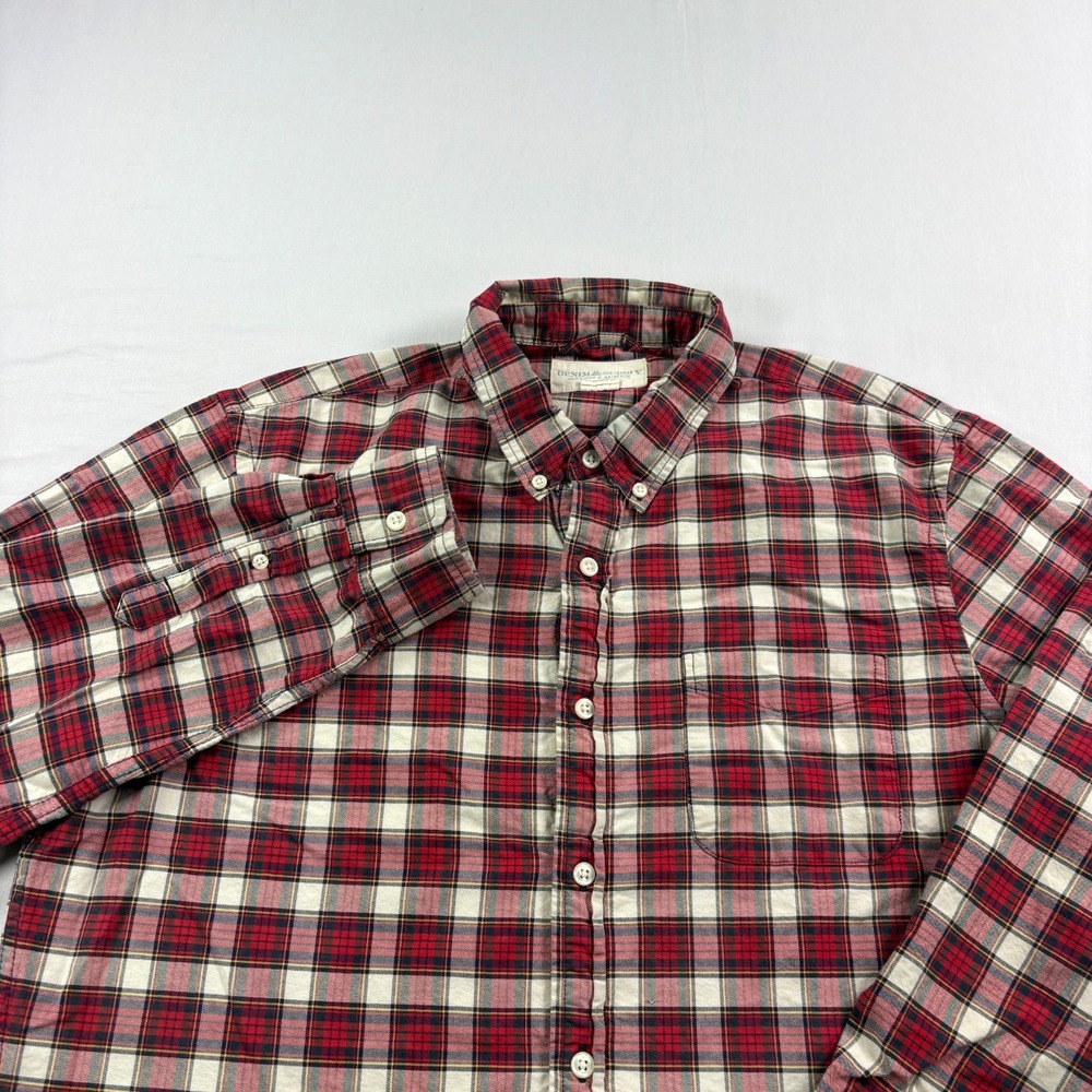 Denim & Supply Ralph Lauren Shirt Mens Large Red Plaid Button Up Long Sleeve